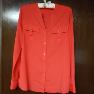 Calvin Klein Roll Sleeve Blouse